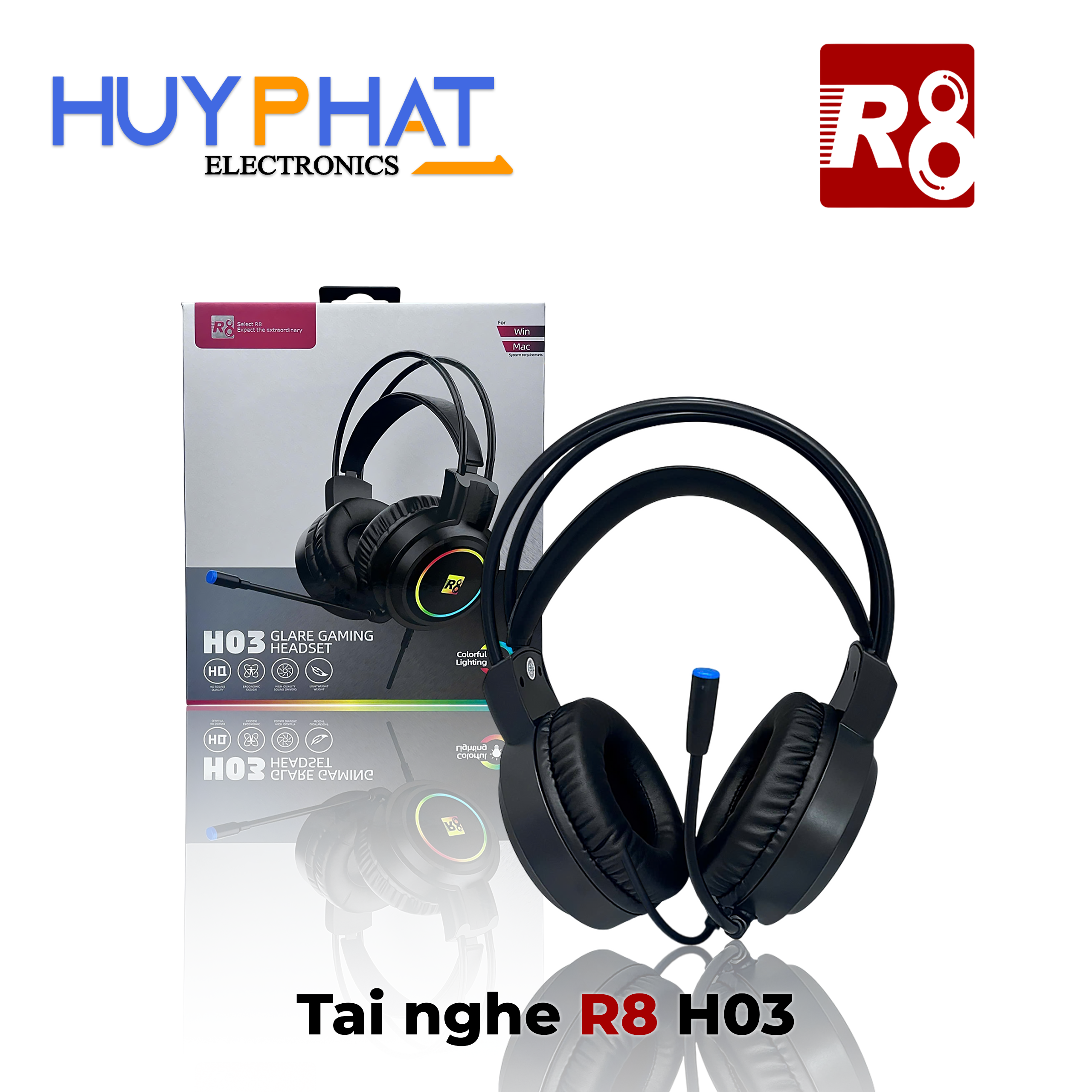 Headphone có dây USB Led R8 H03