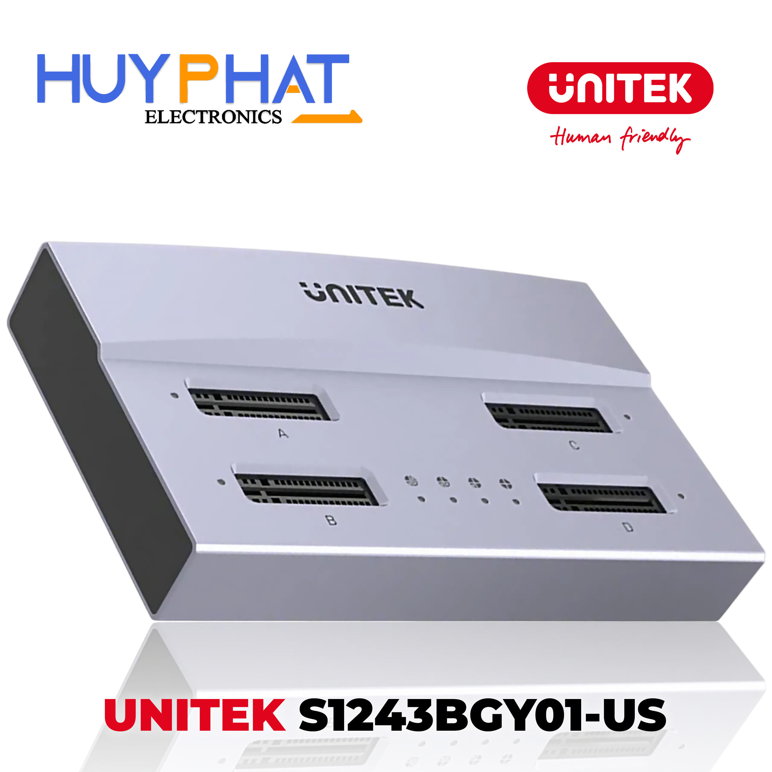 Đế cắm SSD M.2 4 khe USB4 hỗ trợ sao chép ngoại tuyến UNITEK S1243BGY01-US