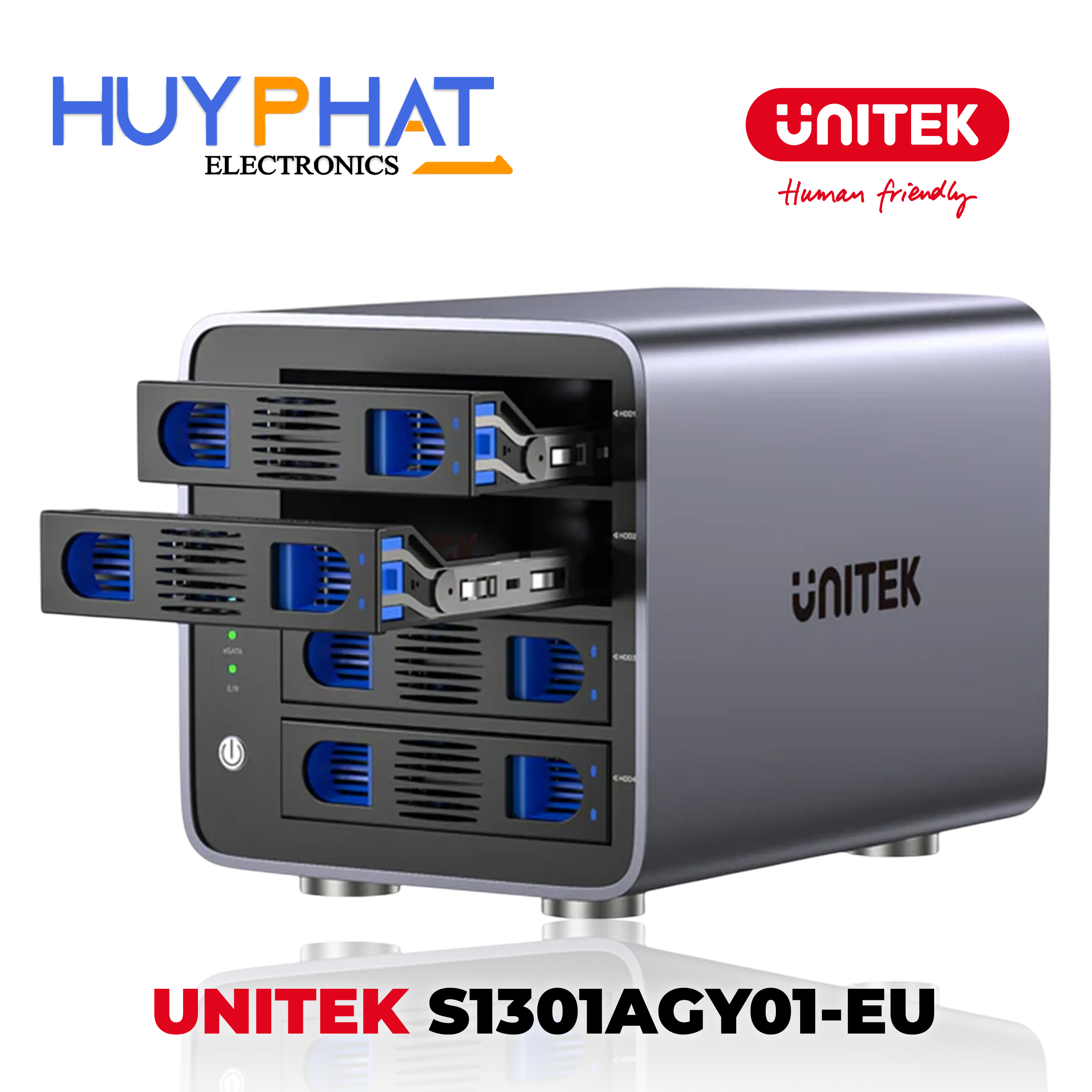 Box ổ cứng ngoài 4 Bay hỗ trợ RAID đa chế độ UNITEK S1301AGY01-EU
