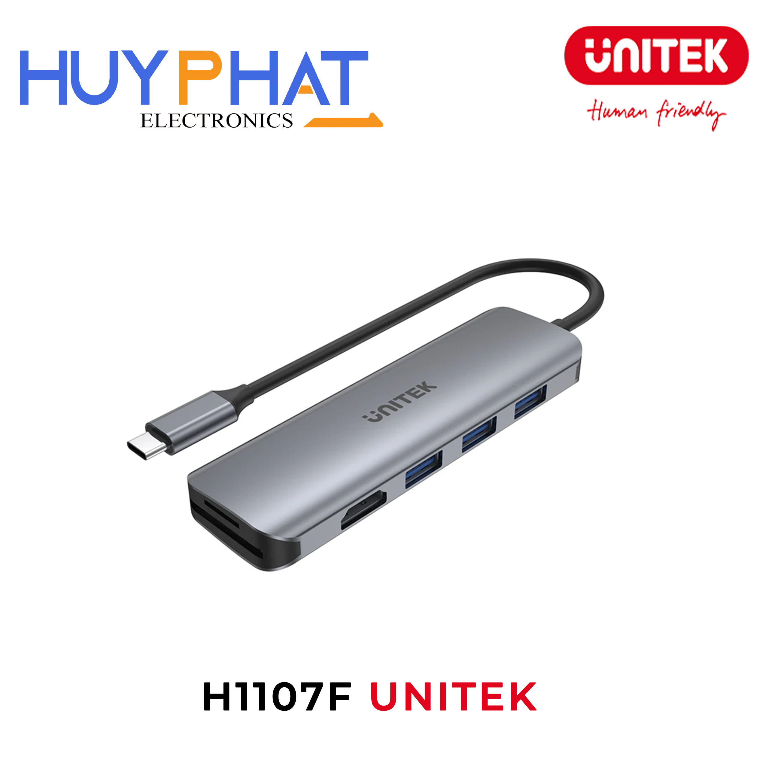 Bộ chuyển đổi 4 cổng Type-C -> USB 3.0 + HDMI + CardReader UNITEK H1107F