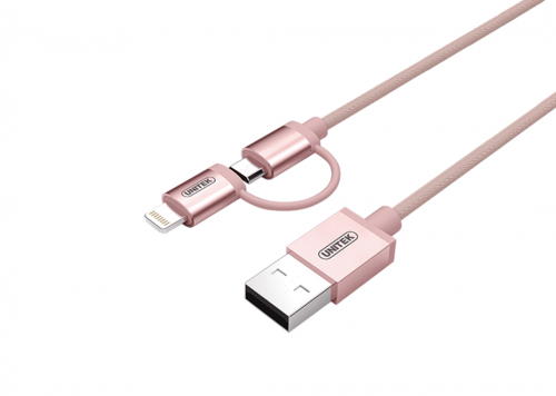 CÁP USB 2.0 -> LIGHTNING + MICRO USB UNITEK (Y-C 4031RG)