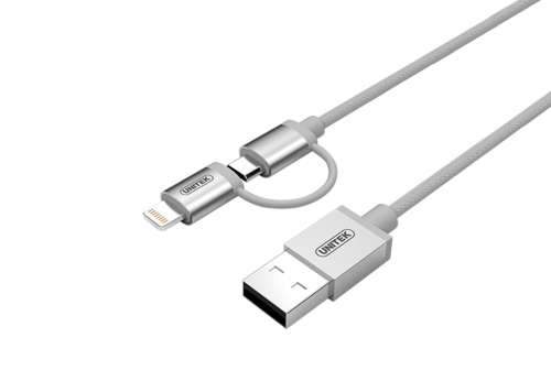 CÁP USB 2.0 -> LIGHTNING + MICRO USB UNITEK (Y-C 4031SL)