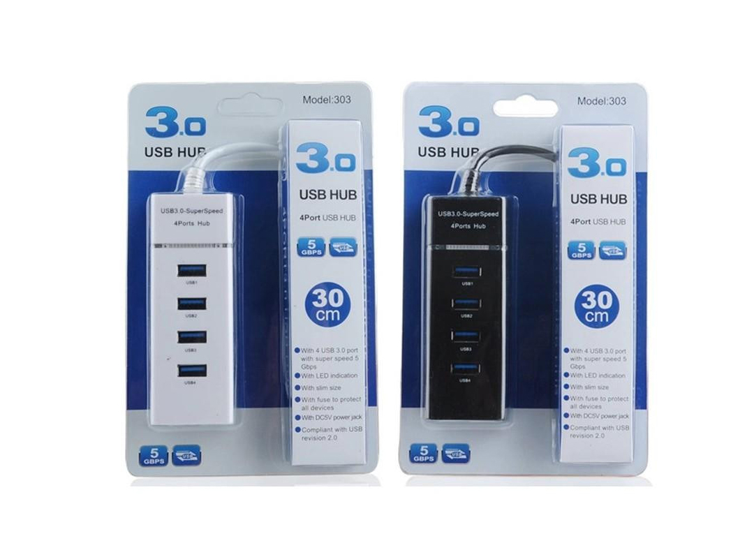 HUB 4 USB 4-1 3.0 30CM MÀU ĐEN/ TRẮNG