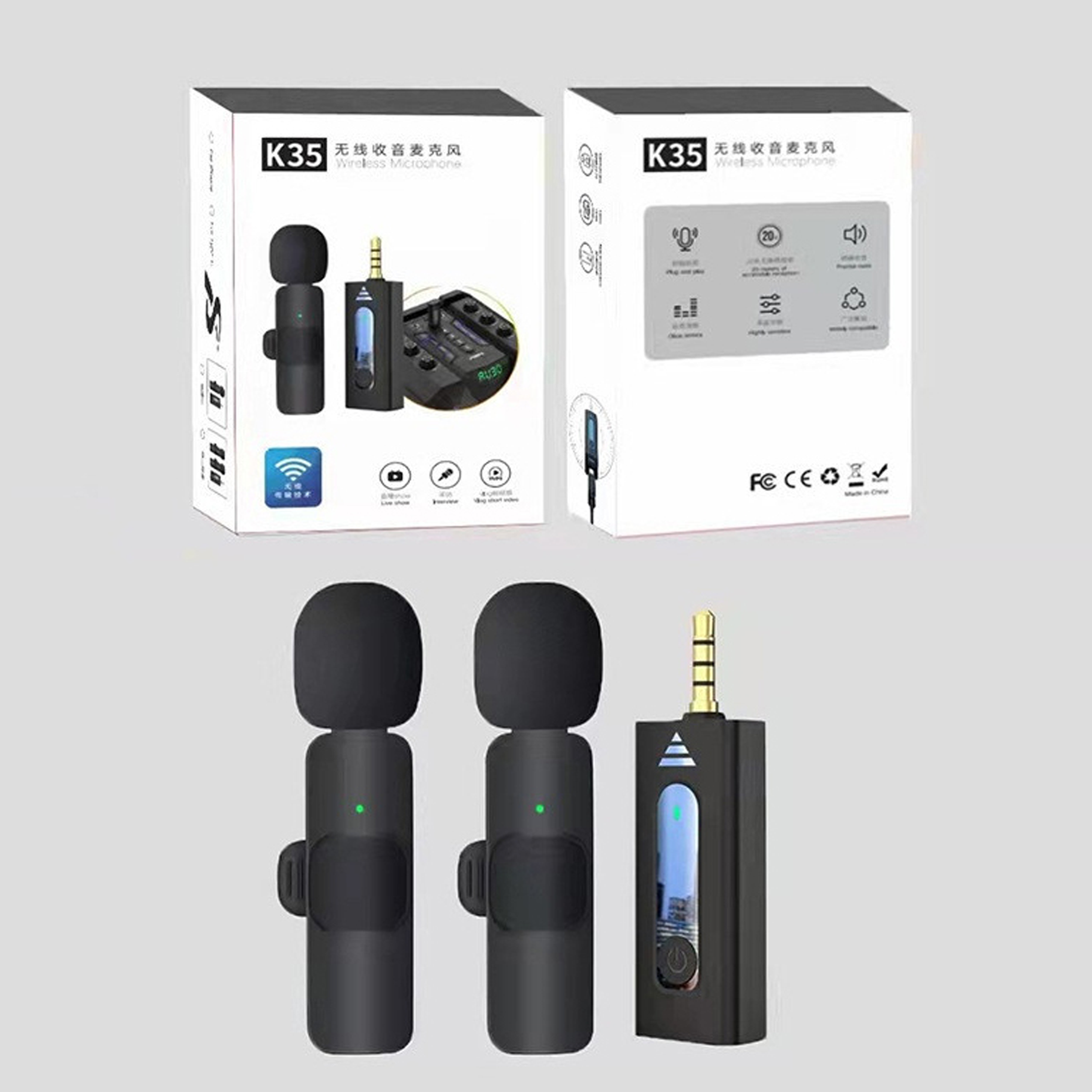 MICROPHONE KẸP ÁO KHÔNG DÂY 2 MICRO K35-2