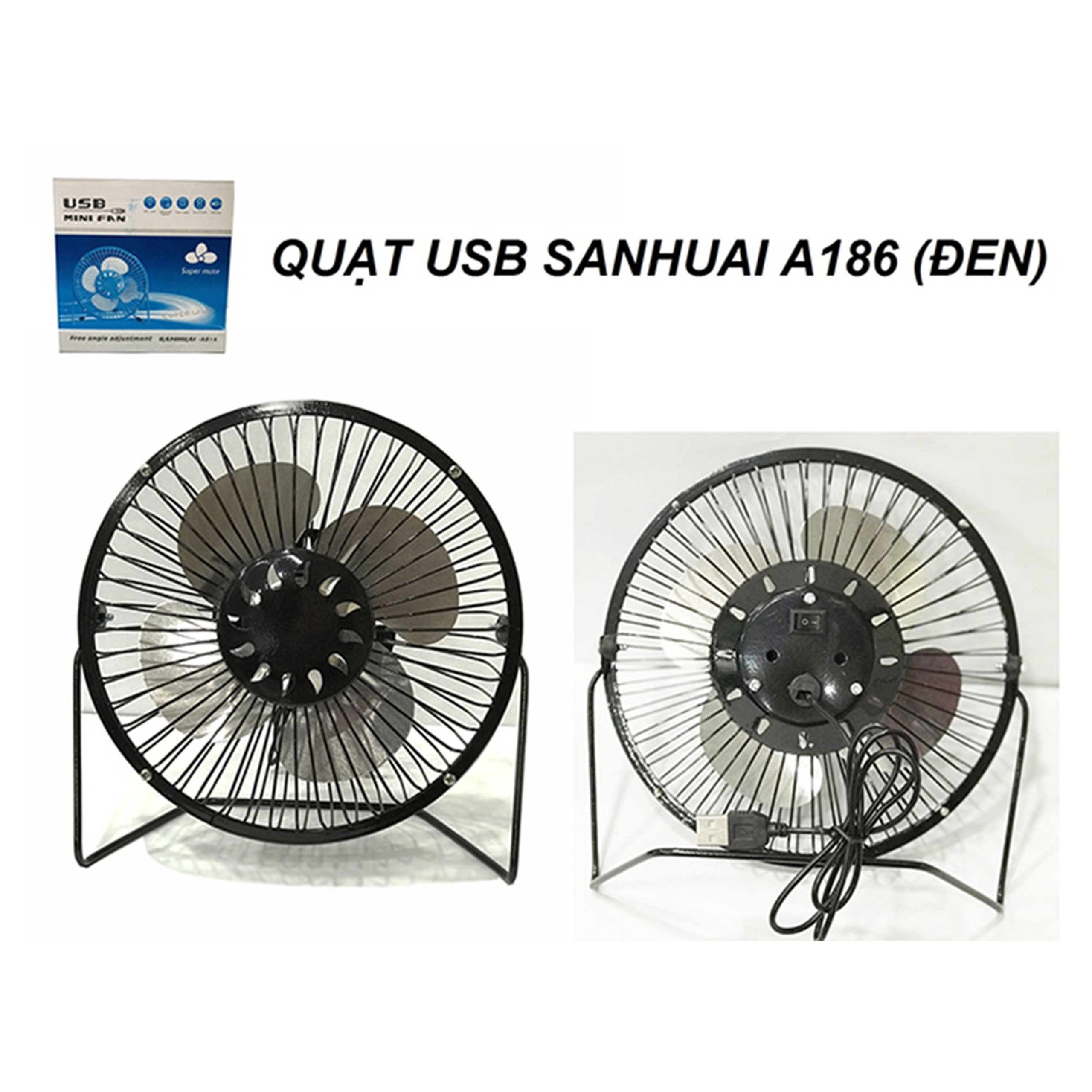 QUẠT USB SANHUAI A186 ĐEN