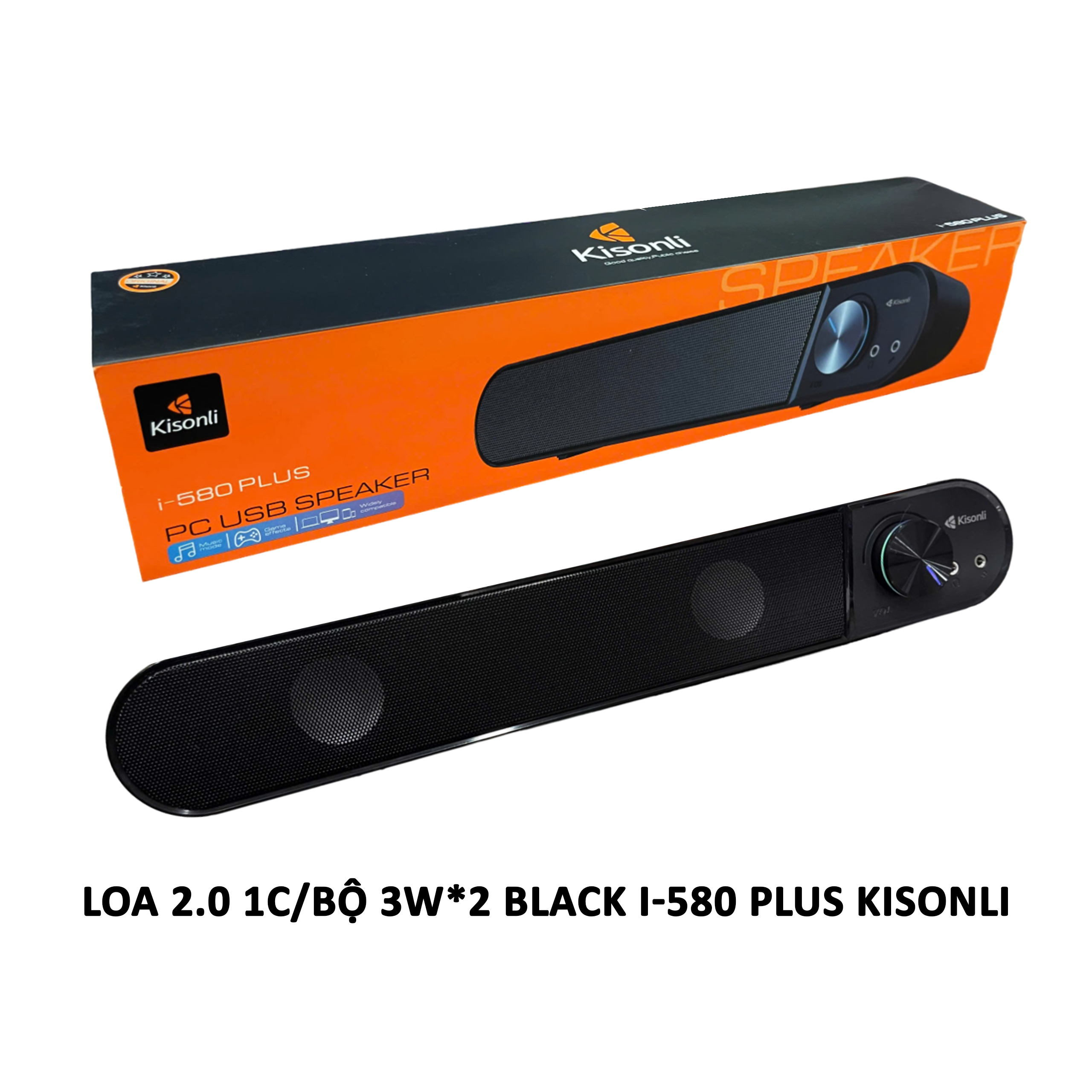 Loa Đơn 2.0 Màu Đen 3W *2 gắn được mic và tai nghe KISONLI i-580 plus