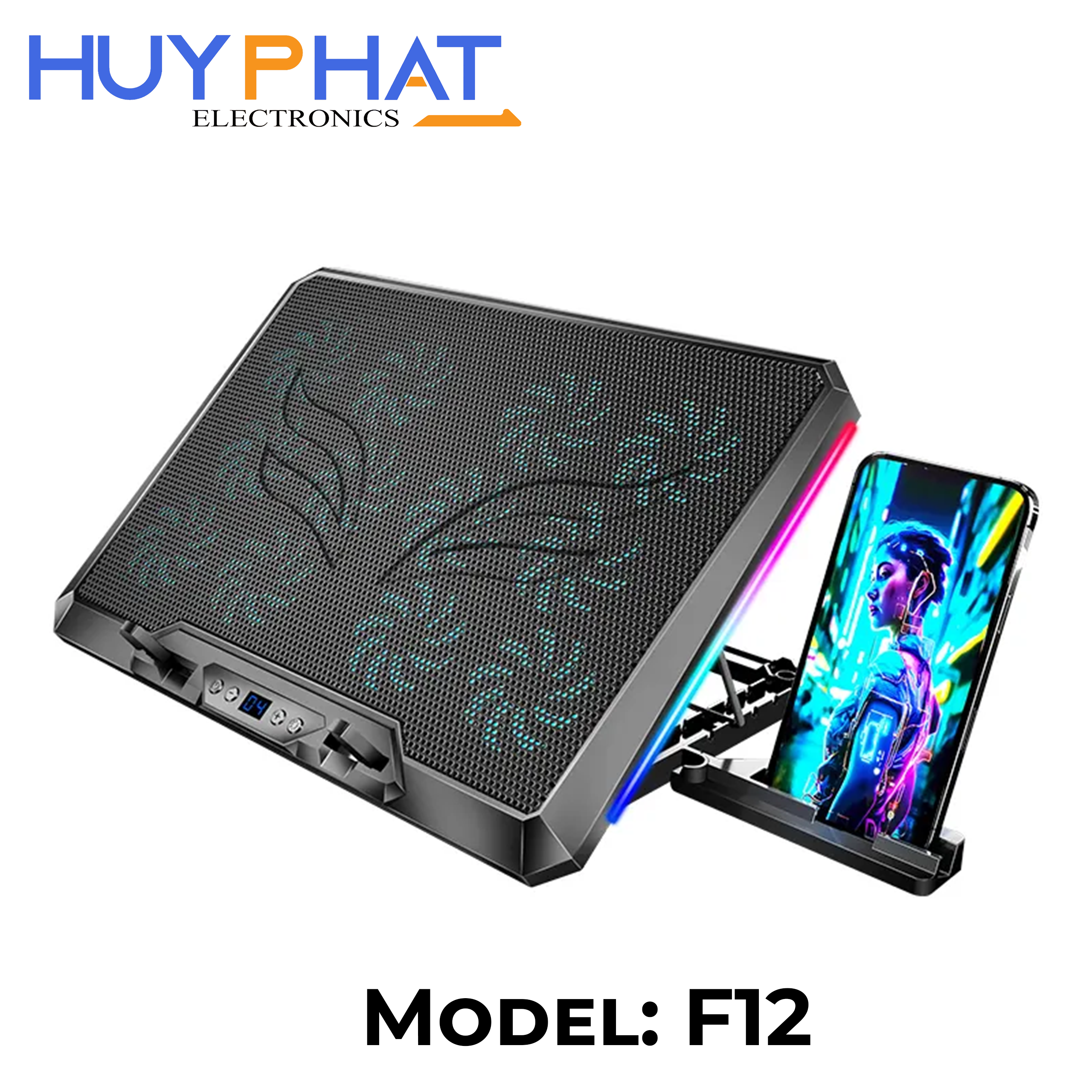 Fan NB 15inch RGB 12Fan kèm giá đỡ điện thoại COOLCOLD F12