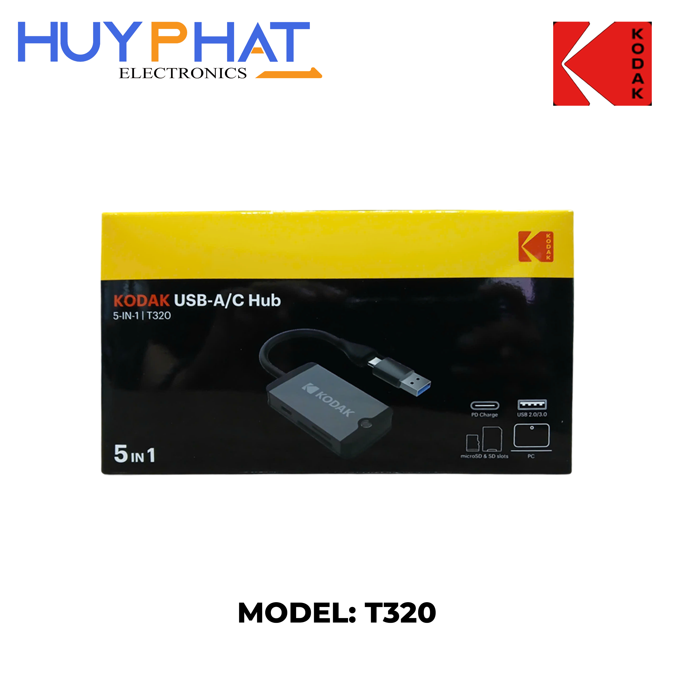 Hub chia USB | Type-C -> USB3.0 + USB2.0 + Type-C + TF|SD KODAK T320