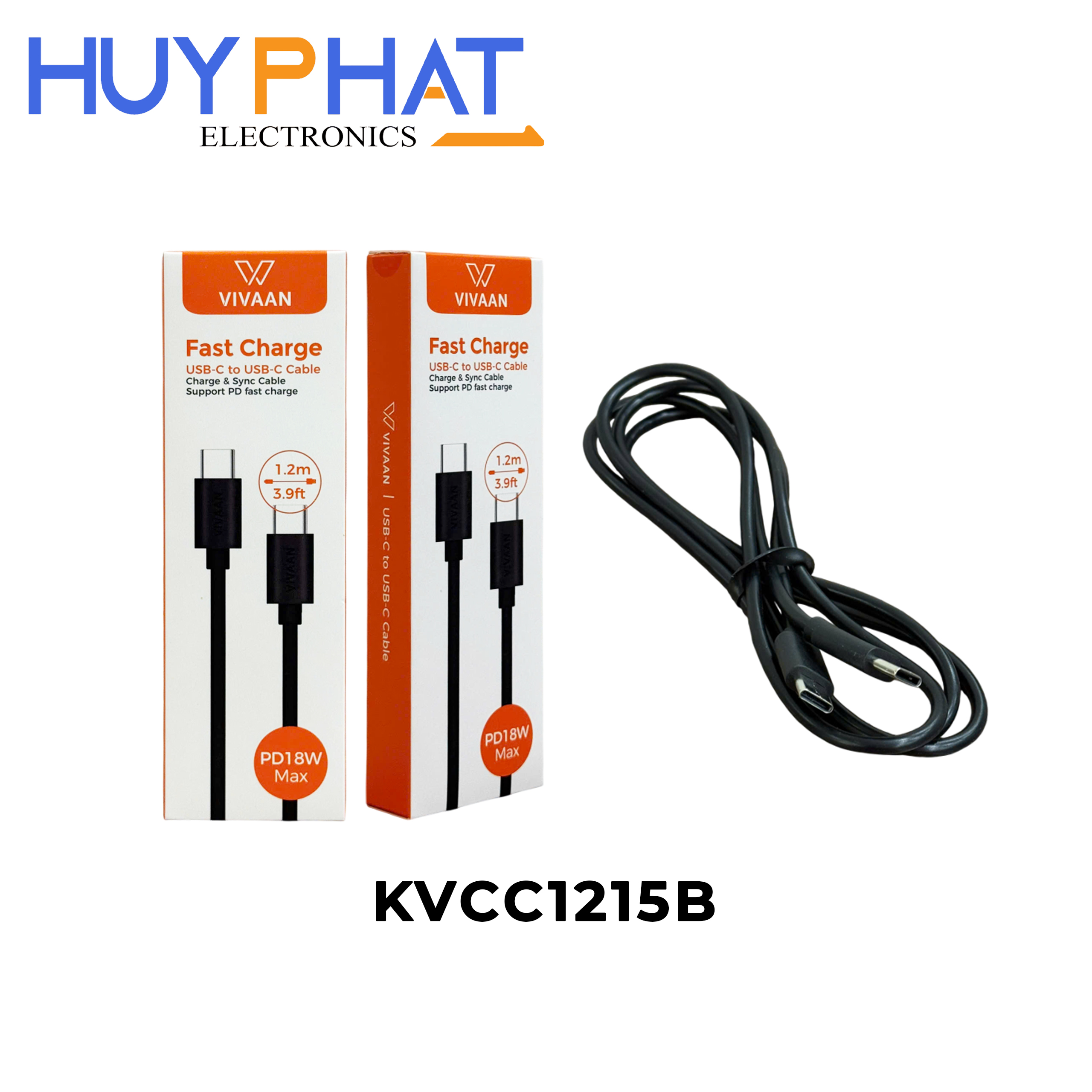 Cáp sạc nhanh tích hợp truyền dữ liệu Type-C VIVAAN KVCC1215B