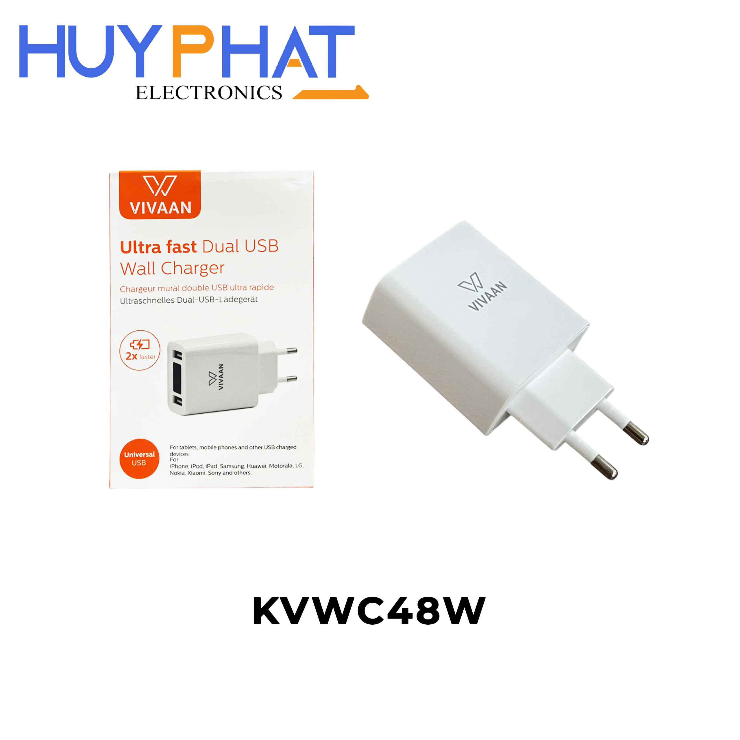 Cục sạc Dual Port USB VIVAAN KVWC48W
