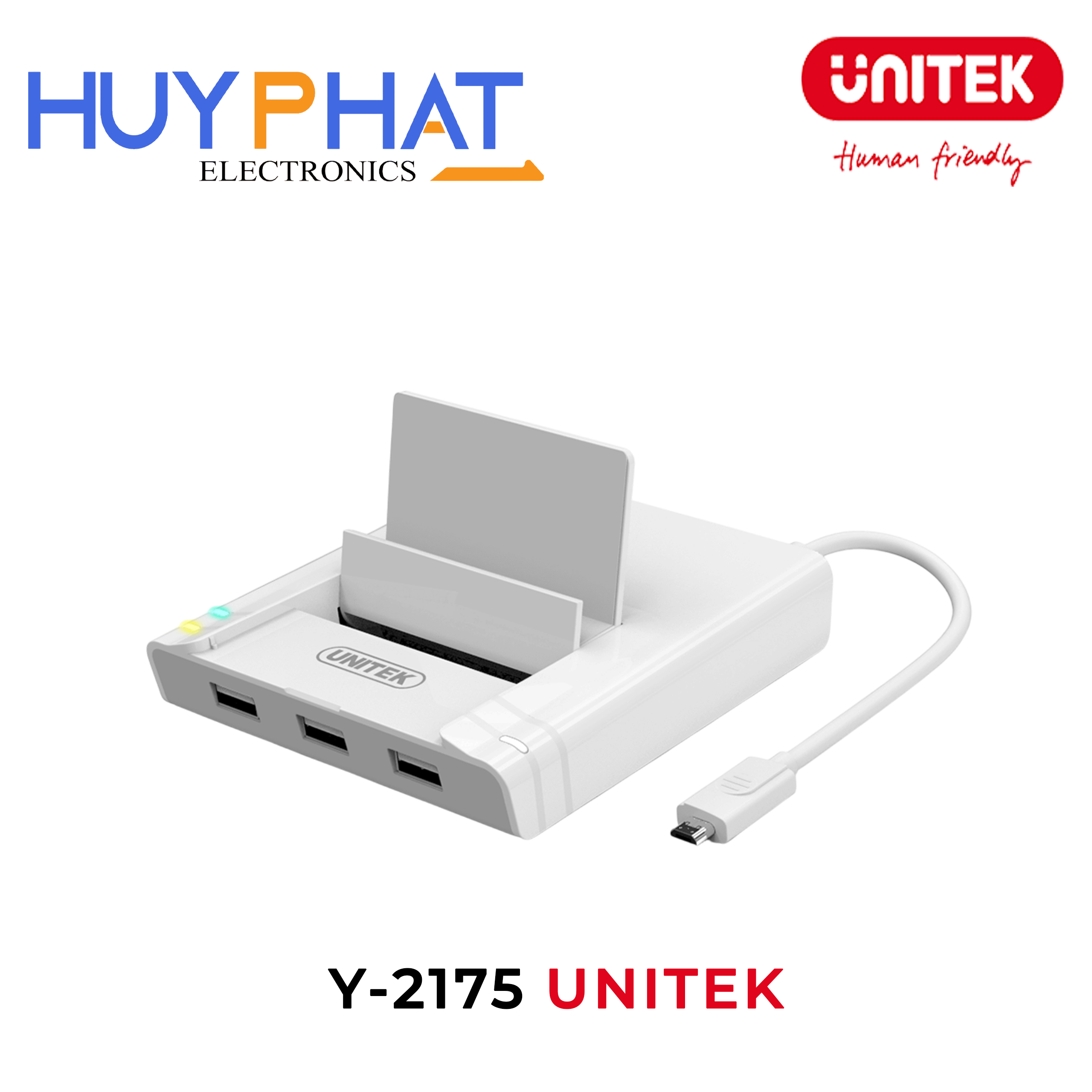 Hub chia 2 trong 1 Micro USB -> USB 2.0 + LAN OTG Dock UNITEK Y-2175