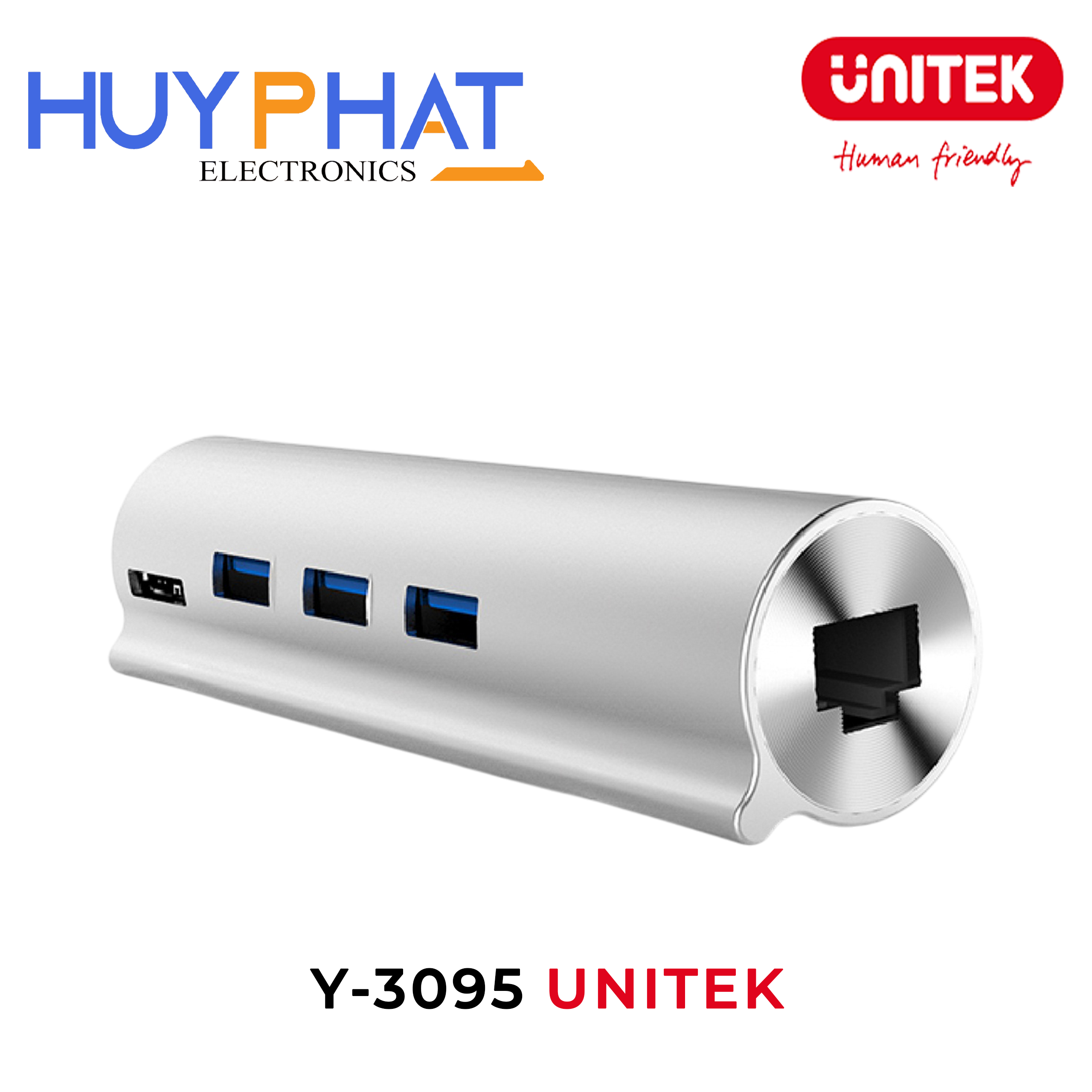 Hub chia 2 trong 1 Type-C -> USB 3.0 + LAN UNITEK Y-3095