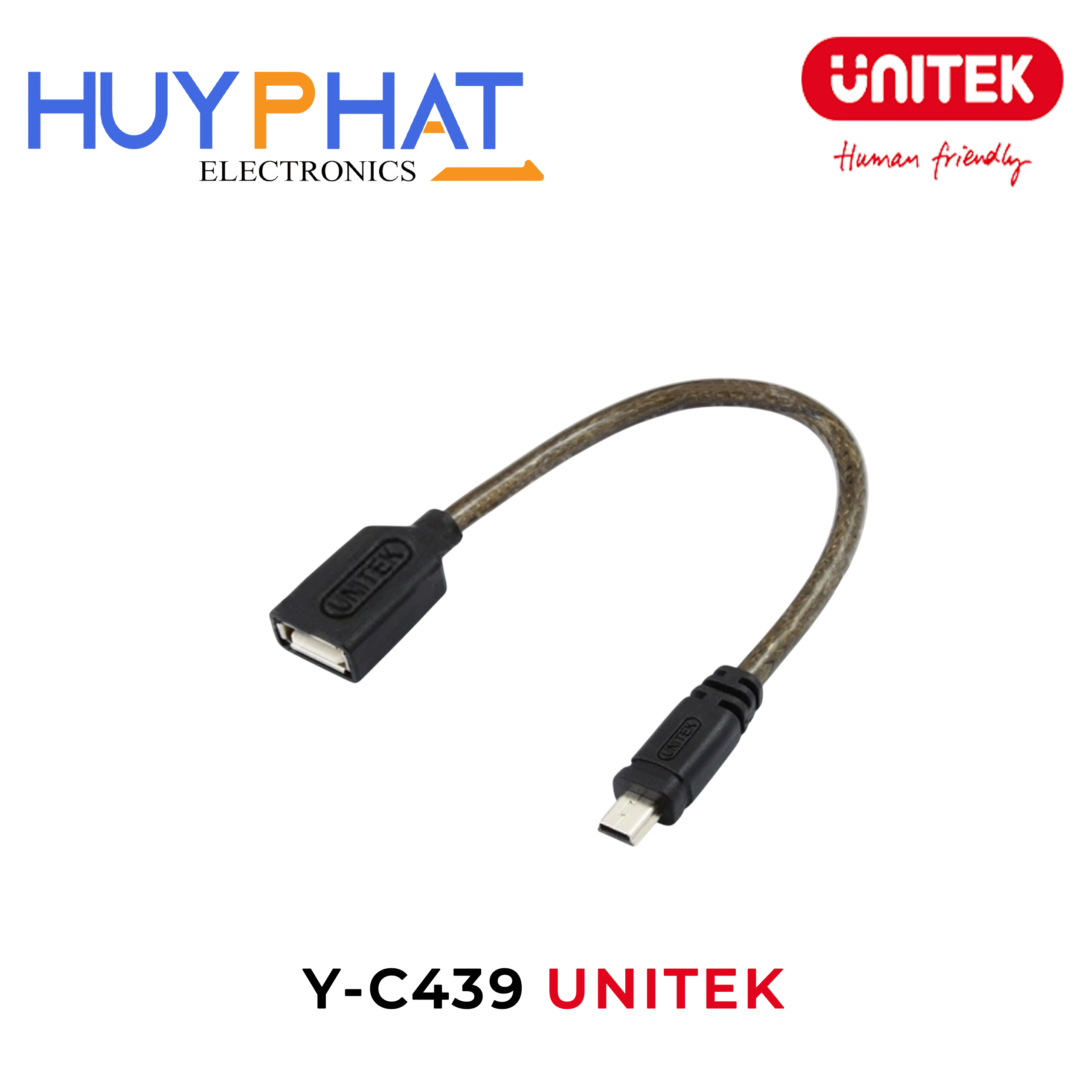 Cáp Mini USB → USB OTG 2.0 UNITEK Y-C439