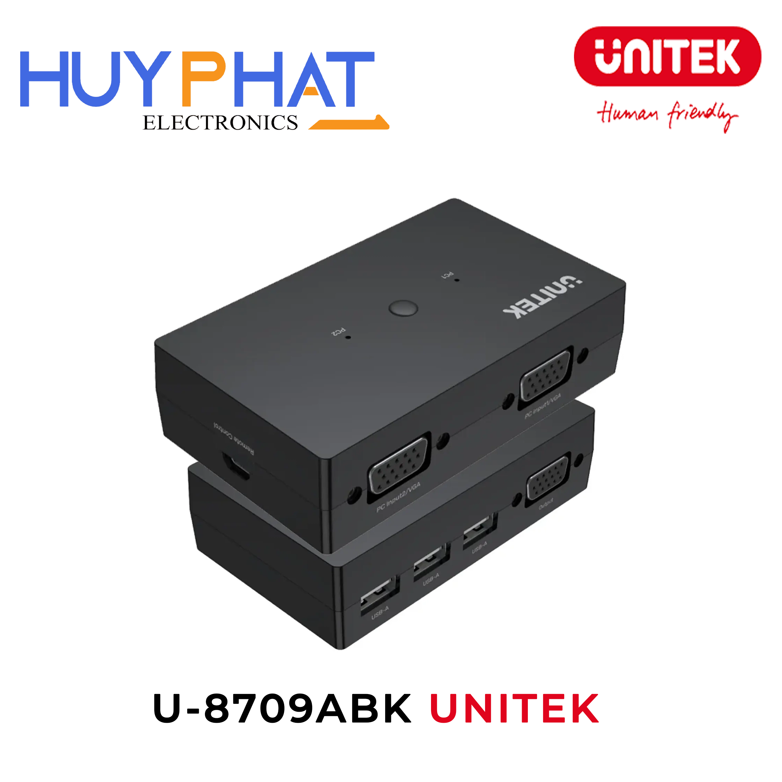 Bộ chuyển mạch 4 cổng KVM VGA 1080p@60Hz UNITEK U-8710ABK