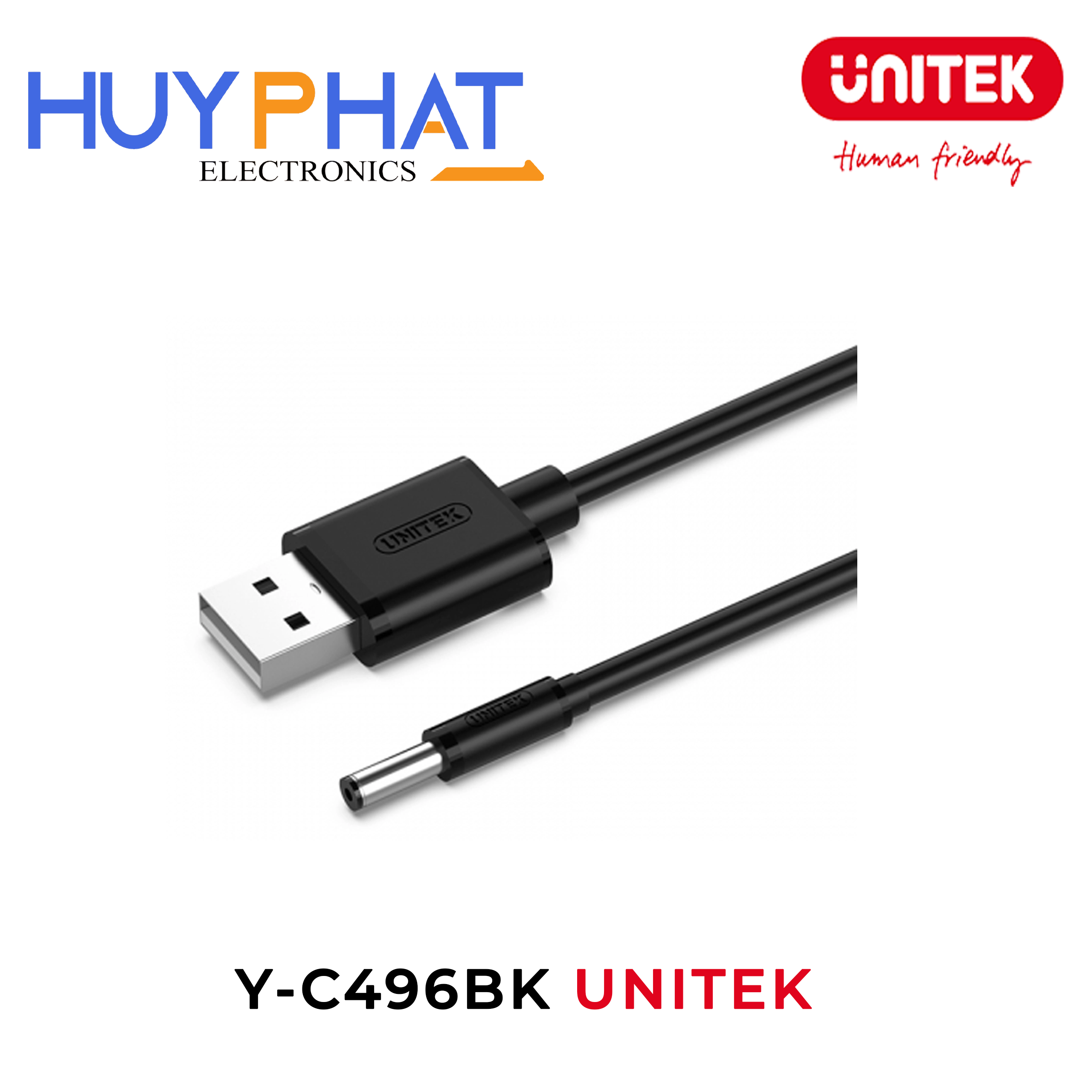 Cáp nguồn USB -> DC3.5mm UNITEK Y-C496BK