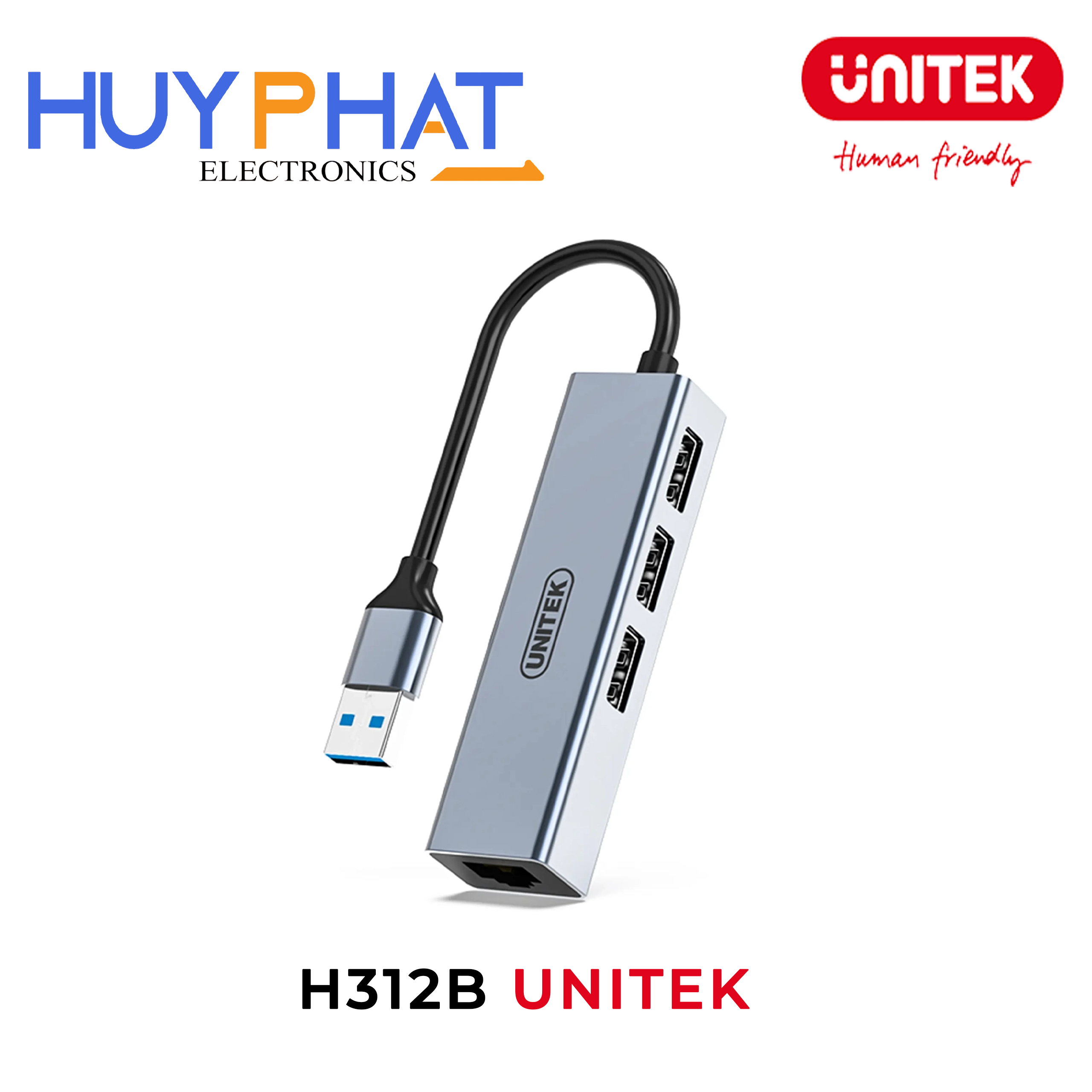 Bộ chuyển đổi 4 cổng USB ->USB 3.0 + LAN  UNITEK H312B