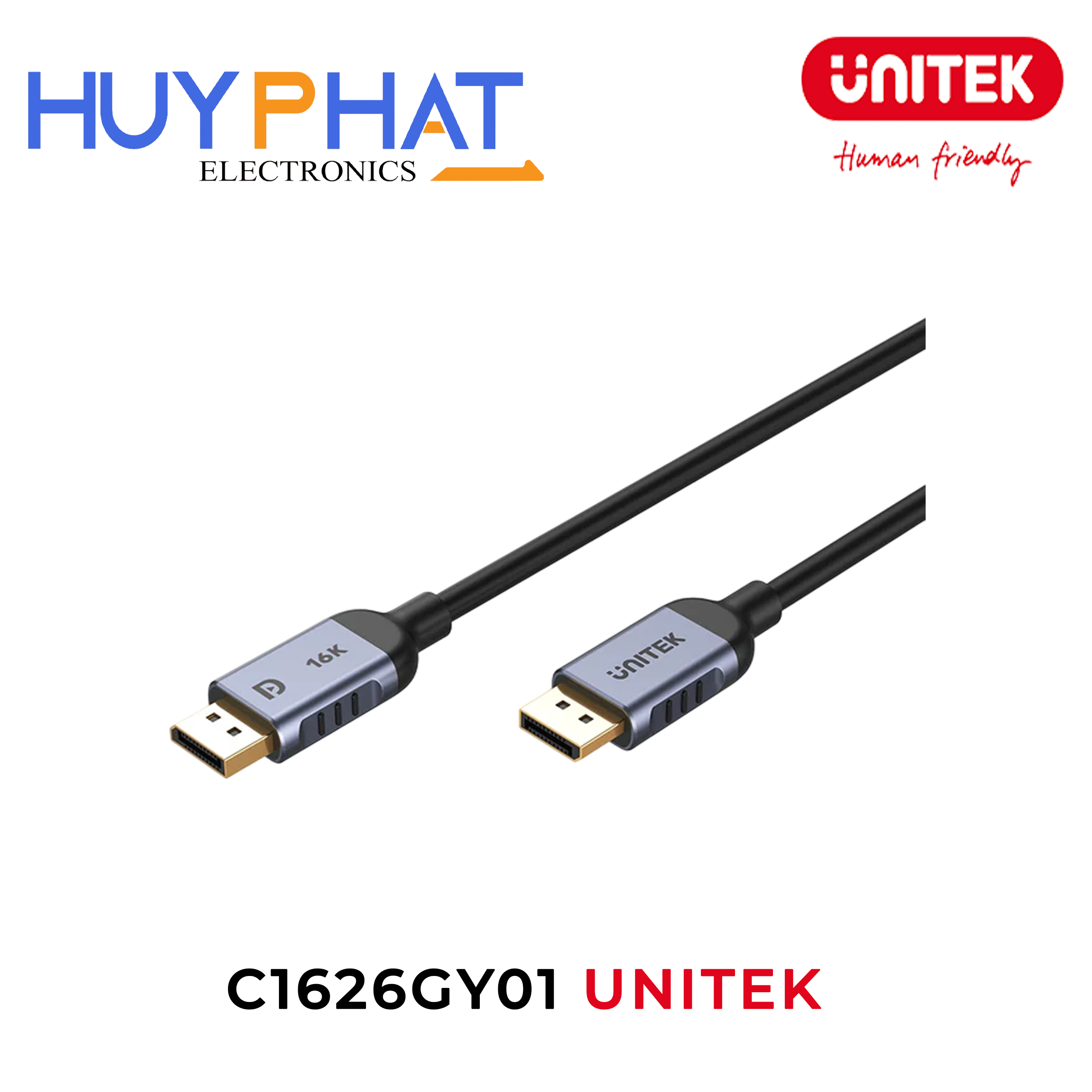 Cáp Displayport 2.1 16K@60Hz dài đến 3m UNITEK C1626GY01