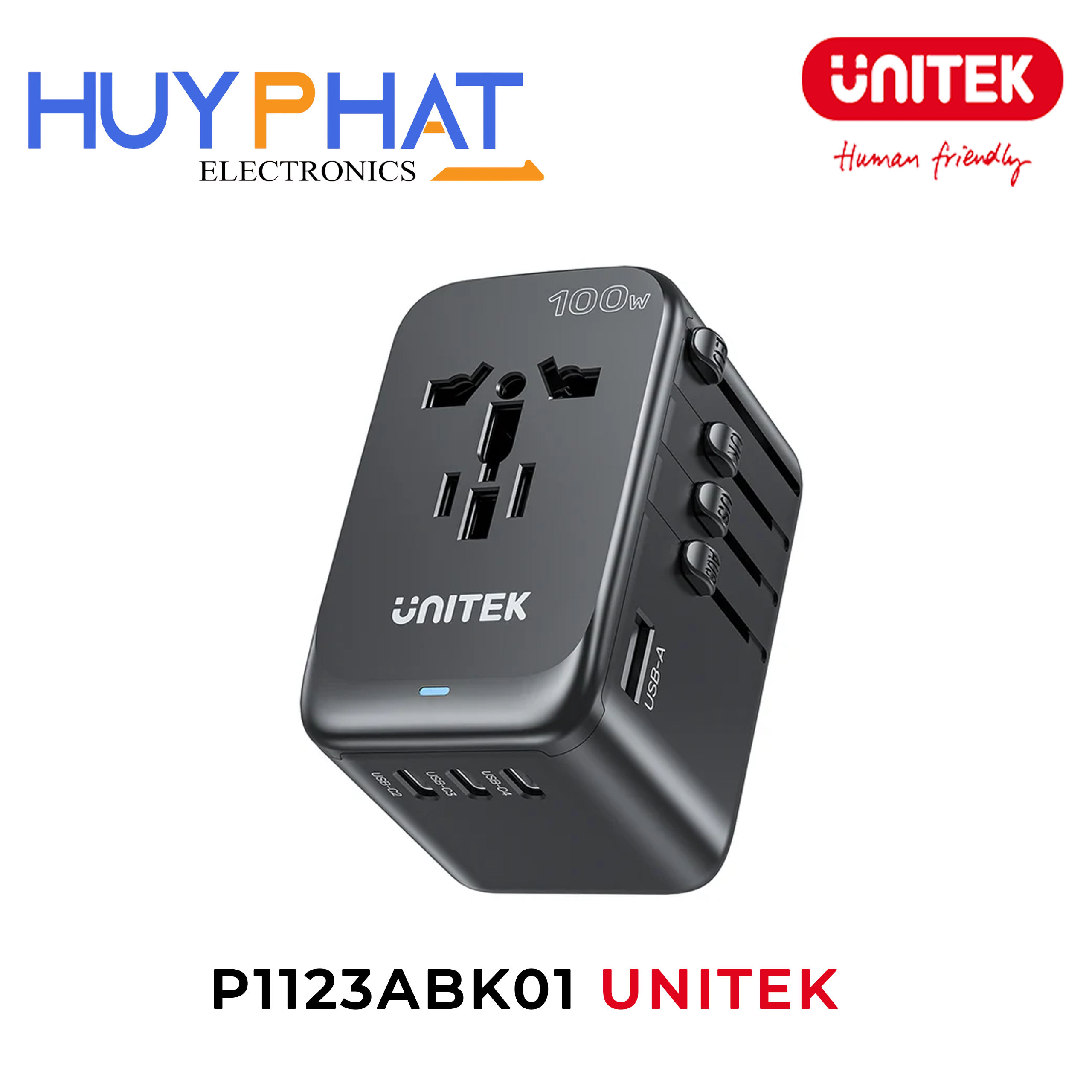 Dock sạc đa năng GaN 100W UNITEK P1123ABK01