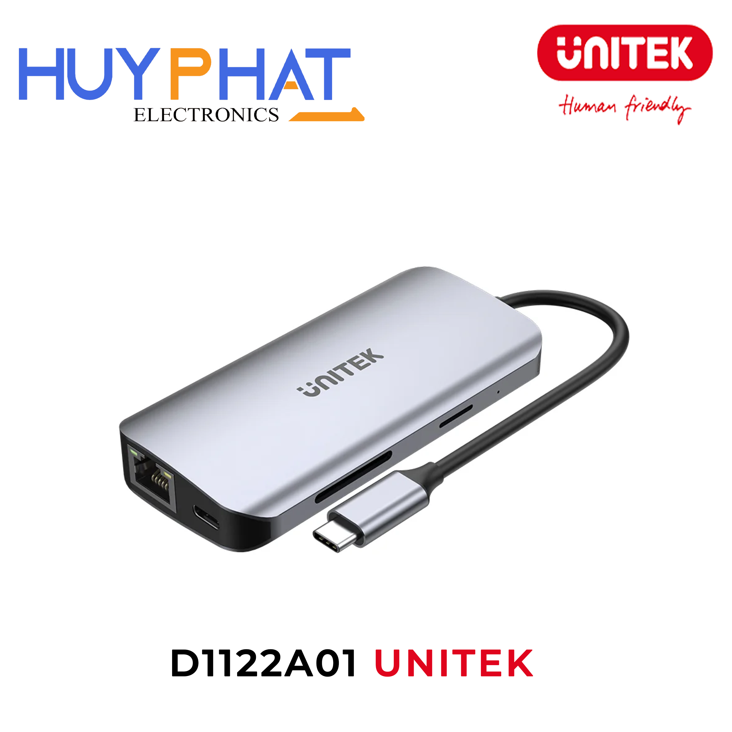 Bộ chuyển đổi 6 cổng Type-C -> USB + HDMI 4K@60Hz + LAN + PD + CardReader UNITEK D1122A01