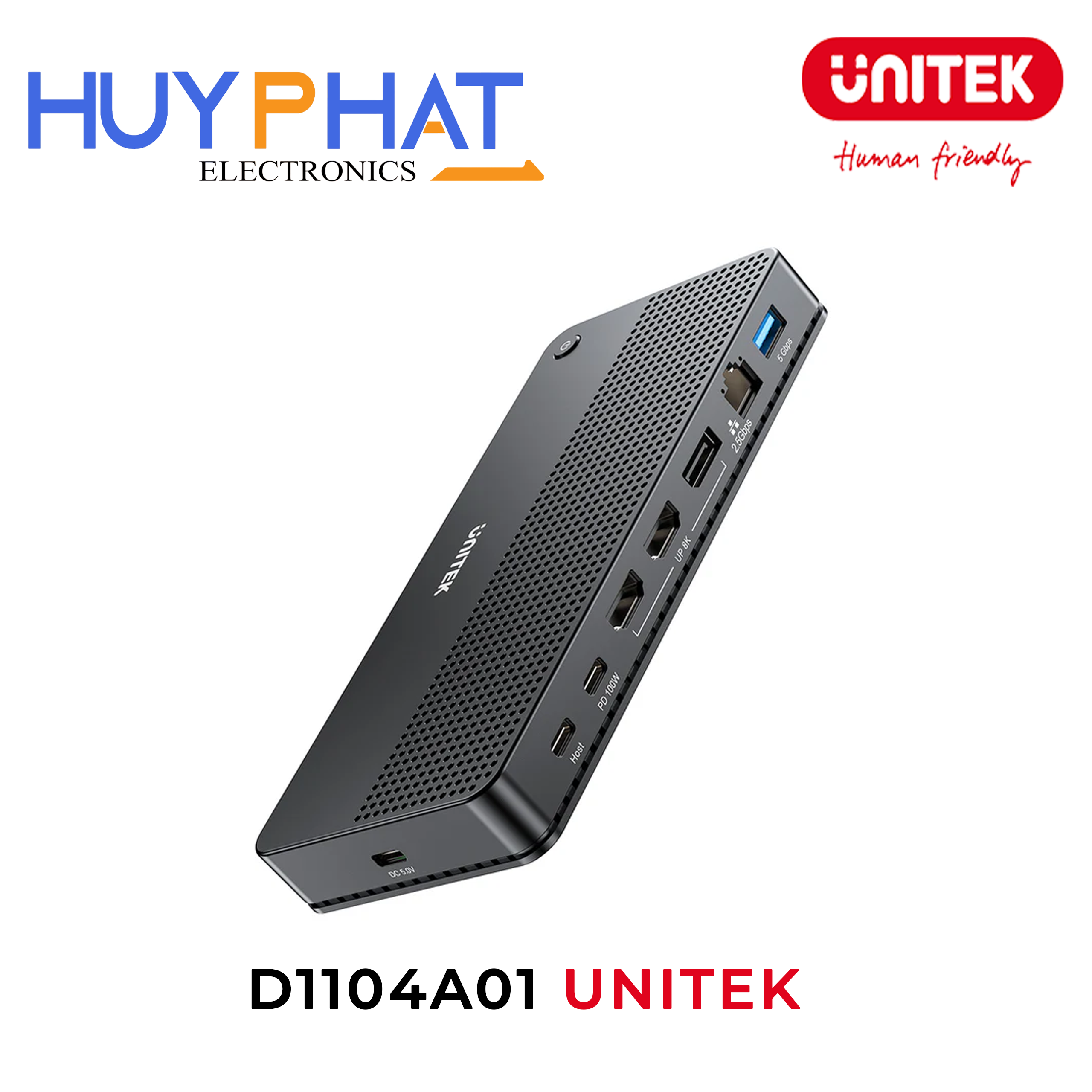 Dock Type-C 8K với 100W PD UNITEK D1104A01