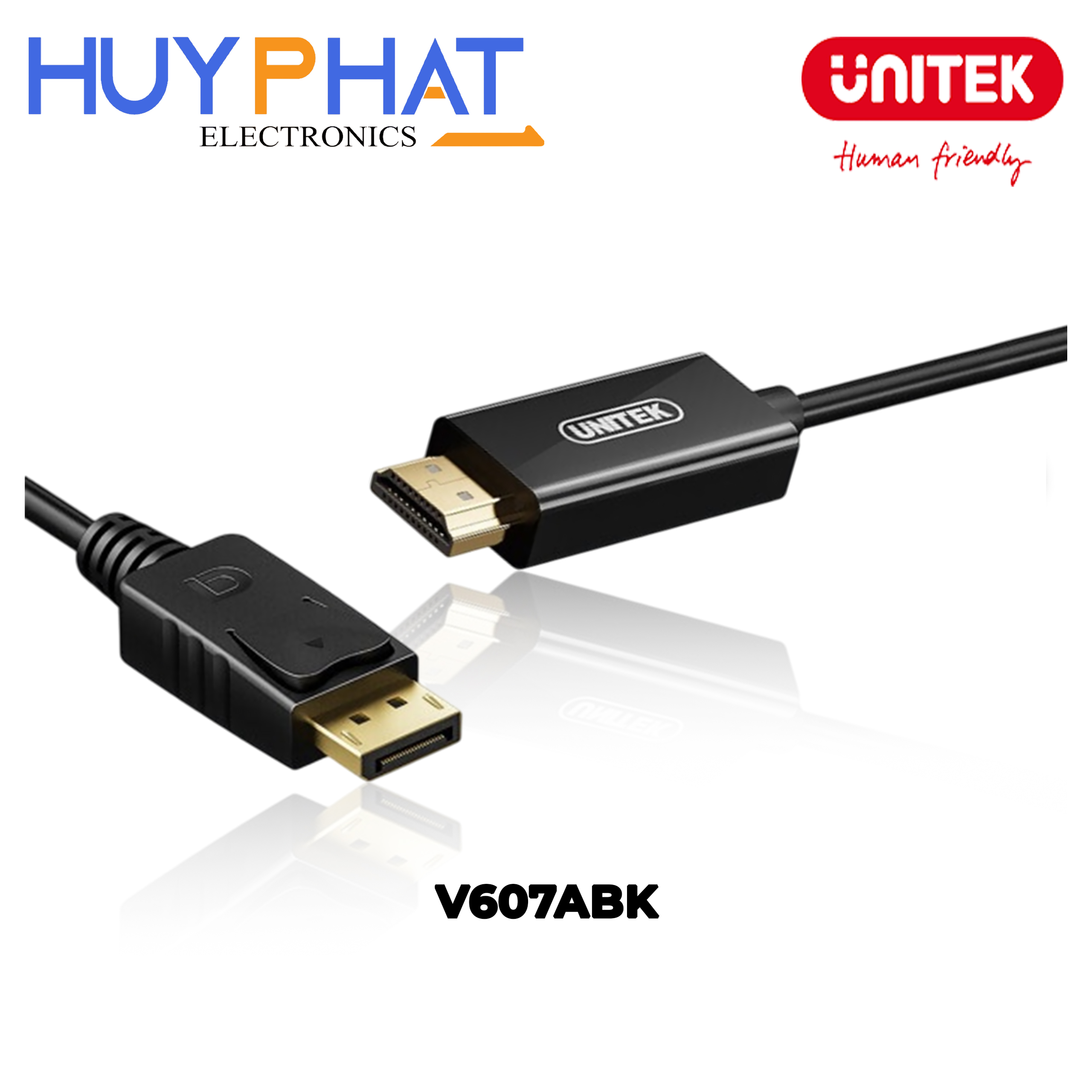 Cáp Displayport -> HDMI 4Kx2K@60Hz dài 1.8M UNITEK V607ABK