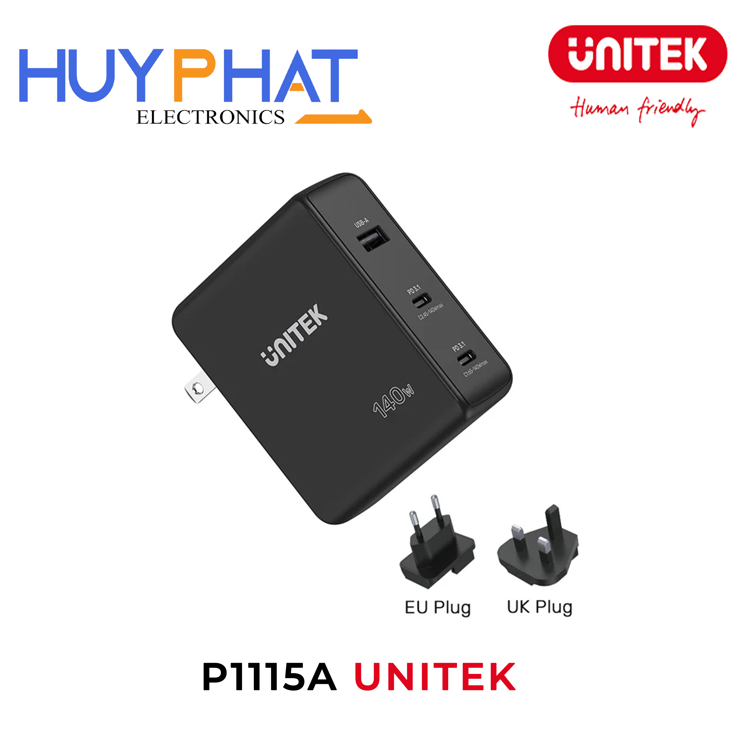 Dock sạc GaN 140W PD 3.1 UNITEK P1115A