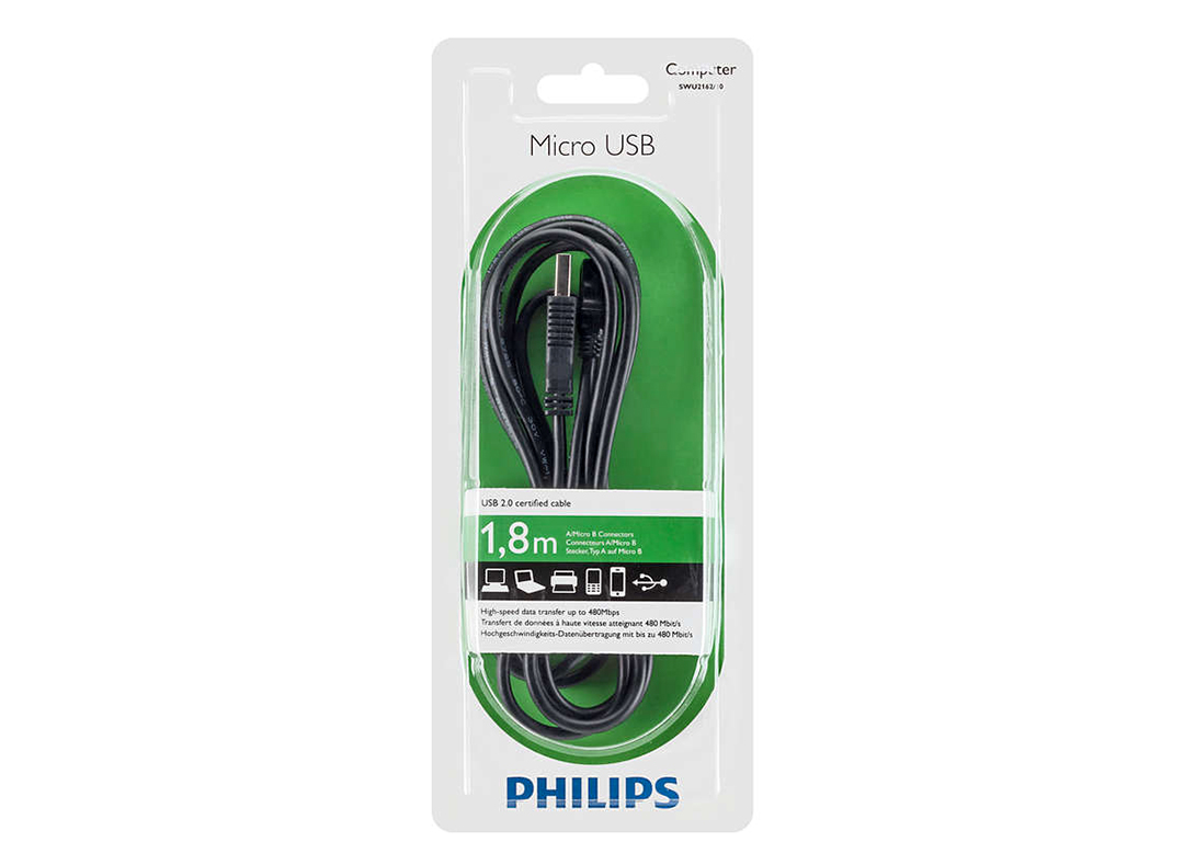 CÁP USB 2.0 -> MICRO USB 1.8M PHILIPS (SWU2162/10)