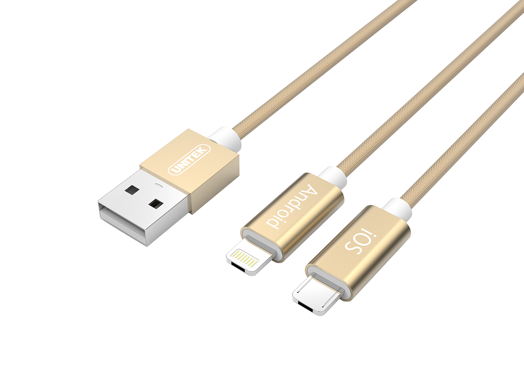 Cáp USB 2.0 -> Lightning + Micro USB UNITEK Y-C 4023GD