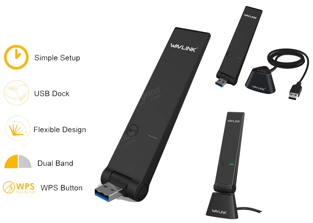 WAVLINK AC1300 DUALBAND USB MINI DOCK (WL-WN688U3D)