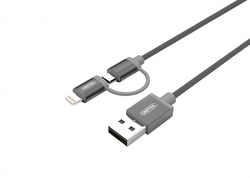 CÁP USB 2.0 -> LIGHTNING + MICRO USB UNITEK (Y-C 4031GY)