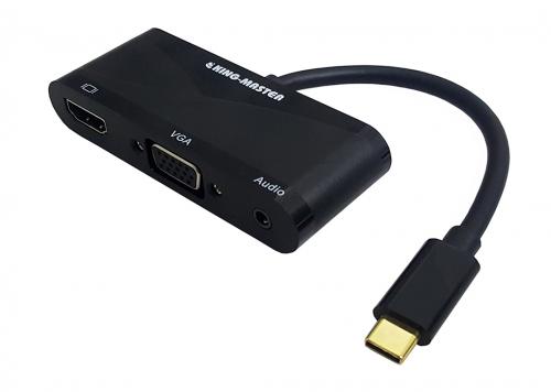 HUB TYPE-C -> USB 2.0 + HDMI + VGA + AUDIO KINGMASTER (KY-H129B)